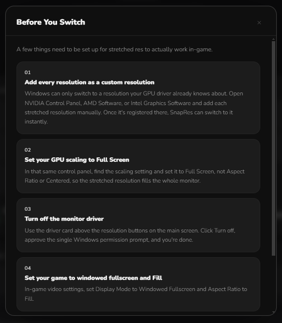 Setup guide inside SnapRes
